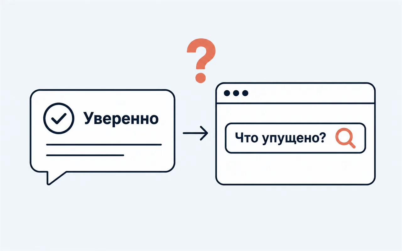 Уверенный ответ первой нейросети передают второй с вопросом, что в нём упущено